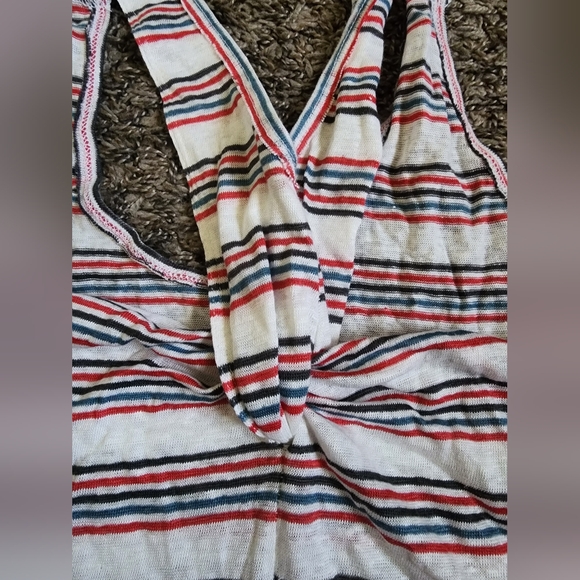NWT Free People We The Free Linen Twist Back White Striped Tank Top XS - Picture 8 of 8
